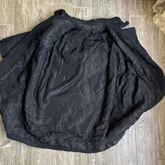 Vintage Michel Goma Coat Paris Black 50s Wool Button Down Coat Heavy‎ Lined - Picture 13 of 13